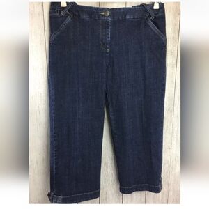 Womens Lands End Sz 16P Stretch Denim Original Fit Modern Waist Crop Pants Jeans